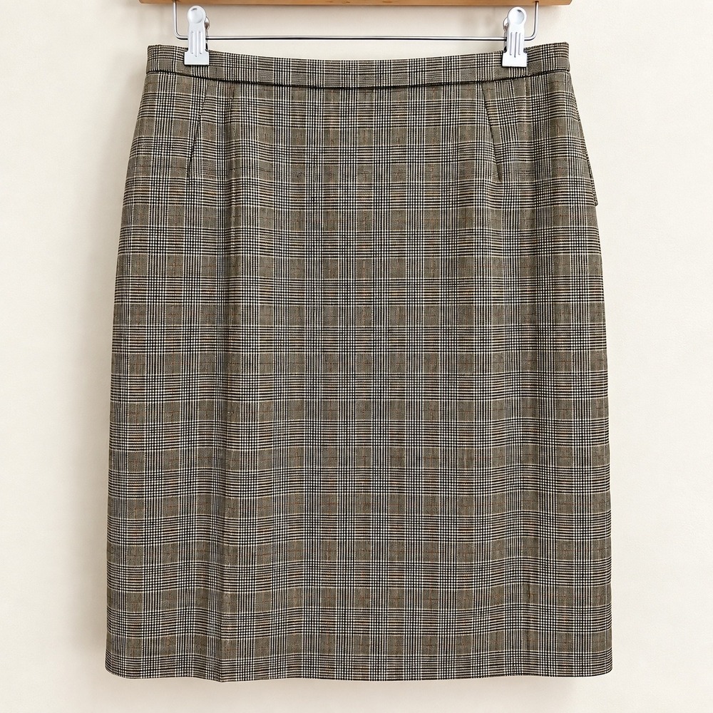 Pendleton 100% Virgin Wool Glen Plaid Pencil Skirt Black White 18 Petite NWT